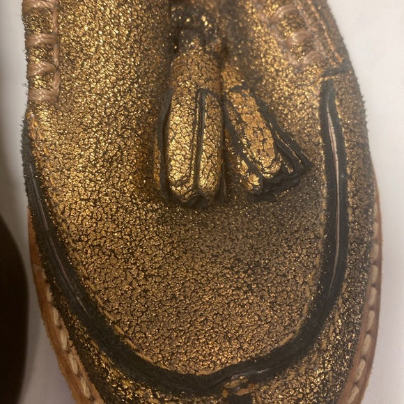 Vintage Sibyl Vane | Made in Argentina | Gold leather platform penny loafers - Picture 15 of 16